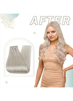 Full Shine Real Human Hair Weft Extensions White Blonde 16inch 105g Sew in Hair Extensions Real Human Hair Double Weft Blonde Hair Extensions Sew in Bundles Remy Hair  - Image 5