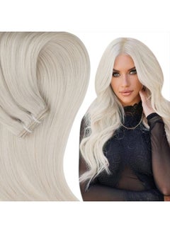 Full Shine Real Human Hair Weft Extensions White Blonde 16inch 105g Sew in Hair Extensions Real Human Hair Double Weft Blonde Hair Extensions Sew in Bundles Remy Hair  - Image 1