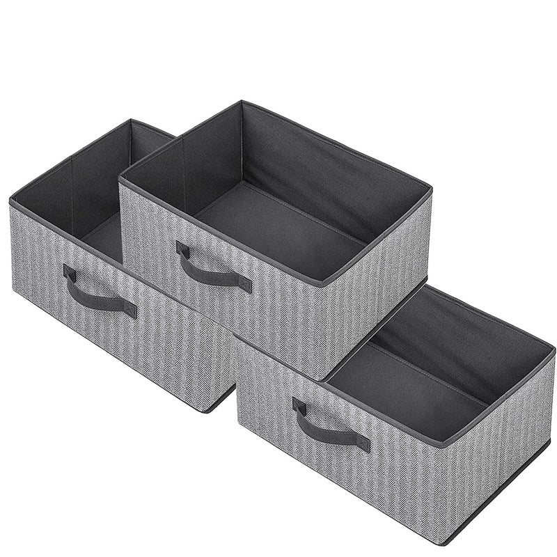 EITMOW Storage Baskets, 15.7 Inch Woven Fabric Bins, Storage Cubes with Reinforced Handles, Organizer Bins for Closet Shelves, Foldable, for Toys, Clothes (3PCS/Grey-15.7*11*7.8inch) - Image 1