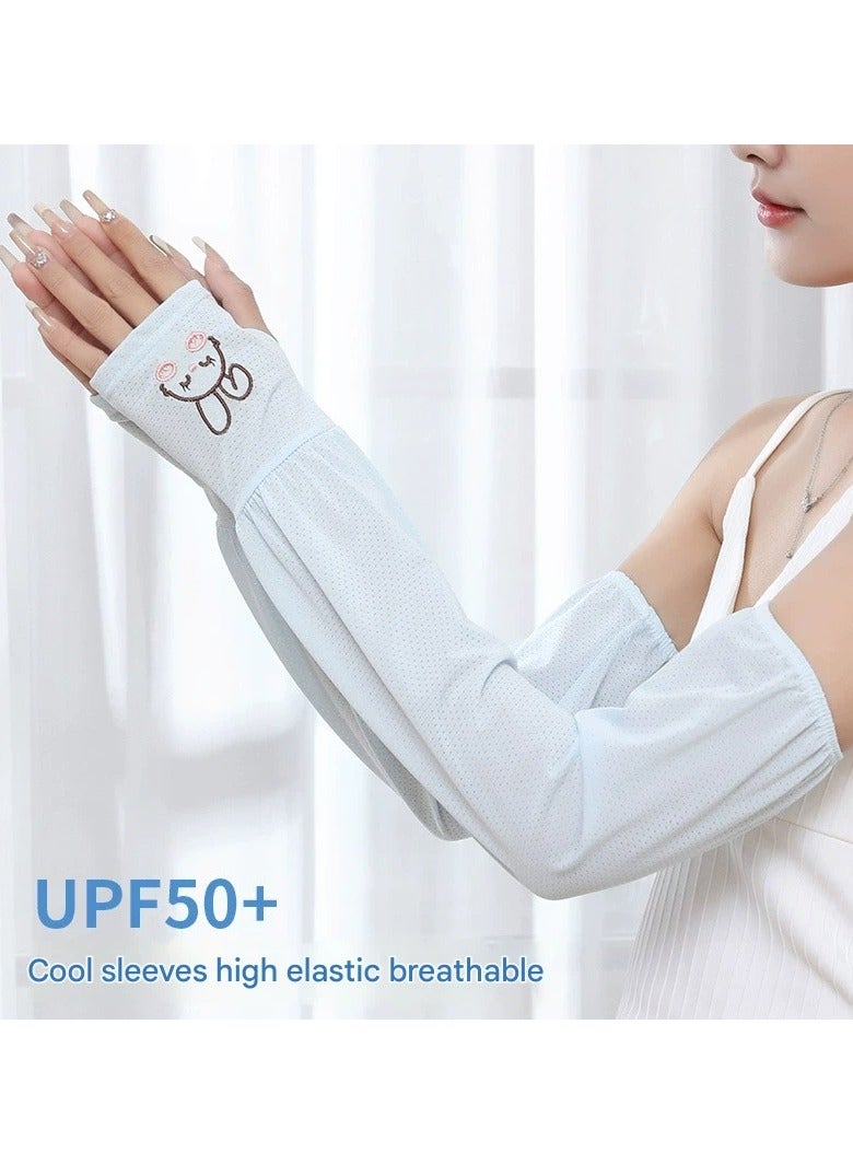 Goolsky Ice Silk Sun Protection Sleeves Women Summer – Loose Fit UV Shield Oversized Arm Cover Driving New, Comfortable - Image 1