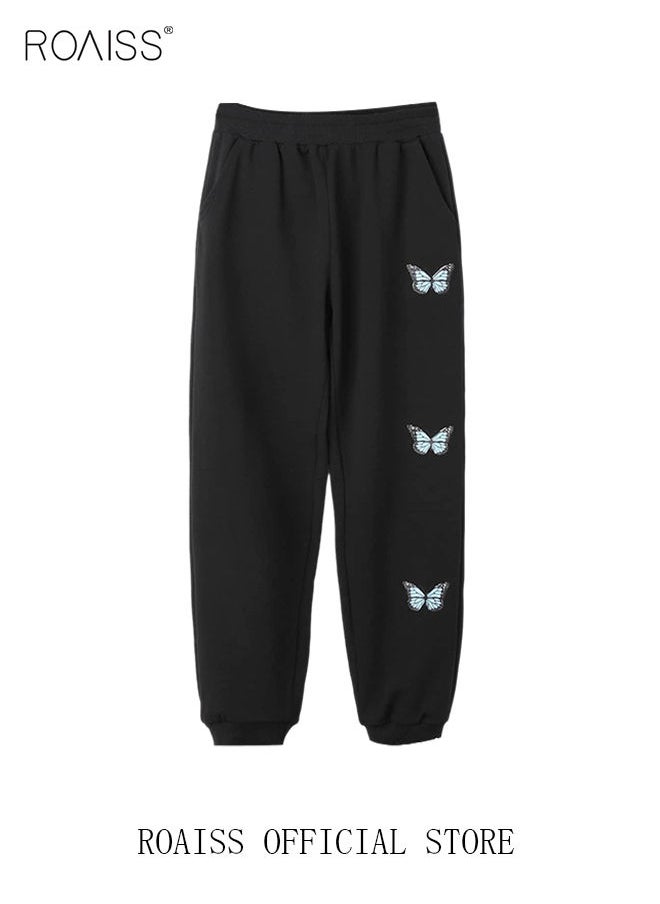 roaiss - Tween Girl's Casual Street Style Loose Dragon Printed Knit Pants - Image 1