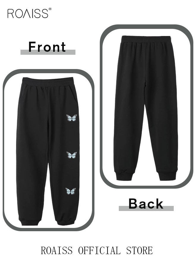roaiss - Tween Girl's Casual Street Style Loose Dragon Printed Knit Pants - Image 1