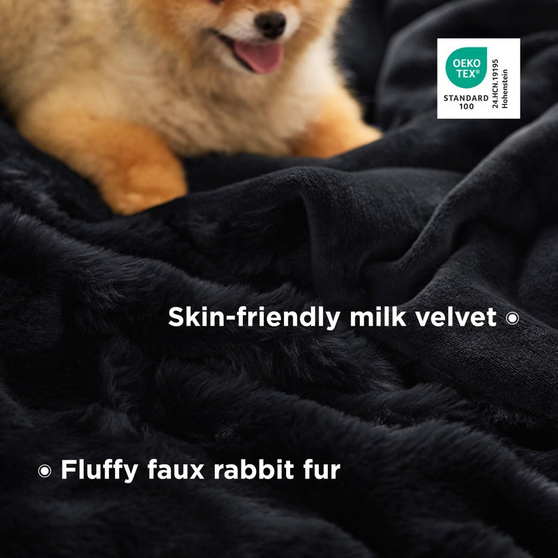 Bedsure GentleSoft Fluffy Fuzzy Black Throw Blanket for Bed, Soft Cozy Fleece Faux Fur Blanket for Couch, Black Room Decor Minky Velvet Sofa Cover, Thick Warm Plush Bedding Cozy Gifts for Women Men - Image 3