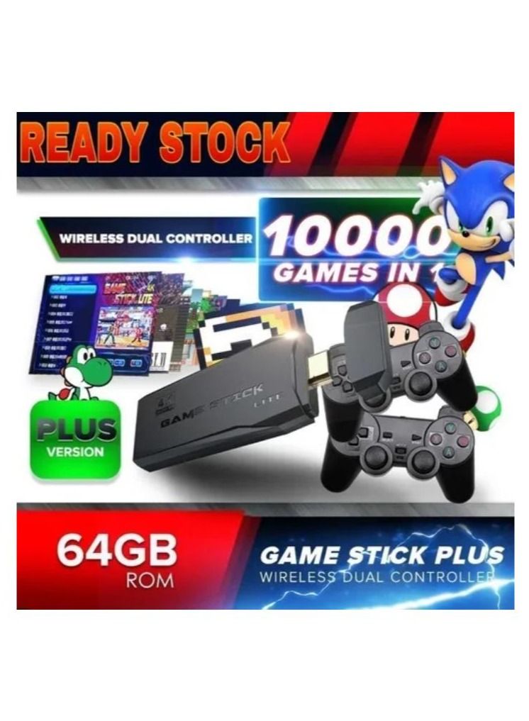 وحدة تحكم ألعاب الفيديو اللاسلكية Hdmi 64 جيجابايت مع 10000 لعبة