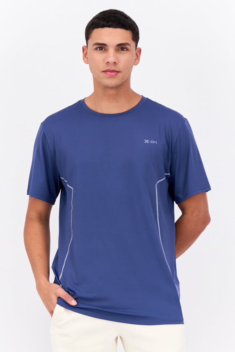 RBX تي شيرت تدريب قصير الأكمام للرجال، أزرق - Image 1