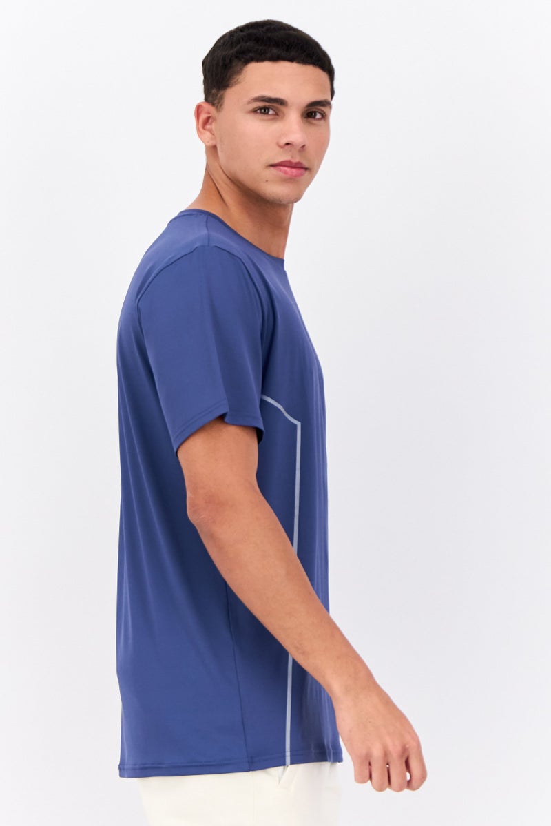 RBX تي شيرت تدريب قصير الأكمام للرجال، أزرق - Image 2