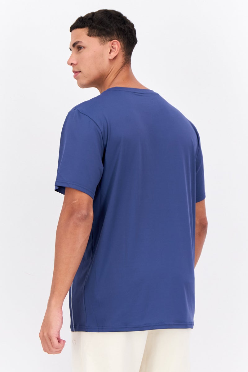 RBX تي شيرت تدريب قصير الأكمام للرجال، أزرق - Image 3