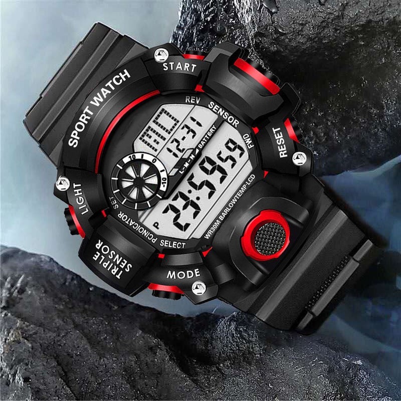 Factory wholesale special forces tactical wrist watch multi-function sports watch waterproof anti-fall luminous alarm clock electronic watch Red waterproof imported movement] 