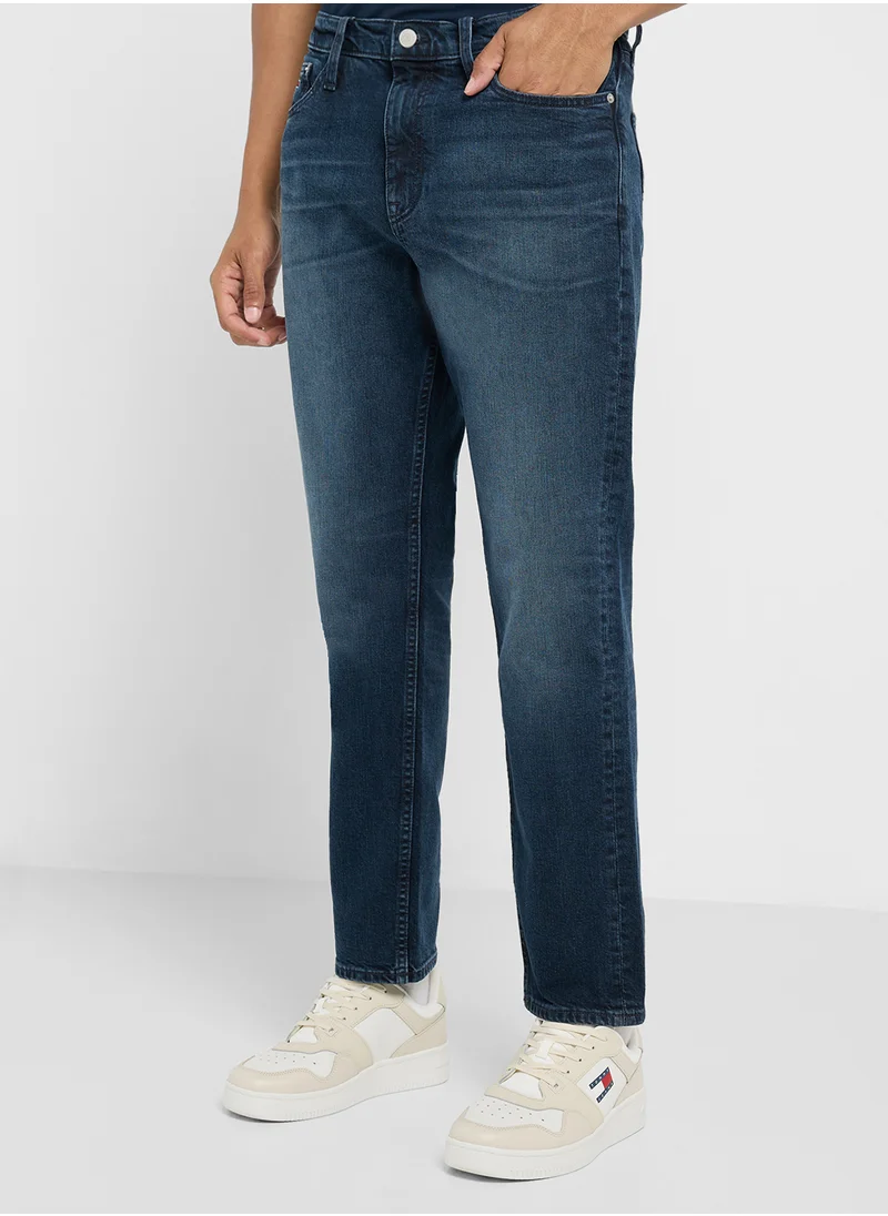 تومي جينز Straight Fit Rinse Wash Jeans