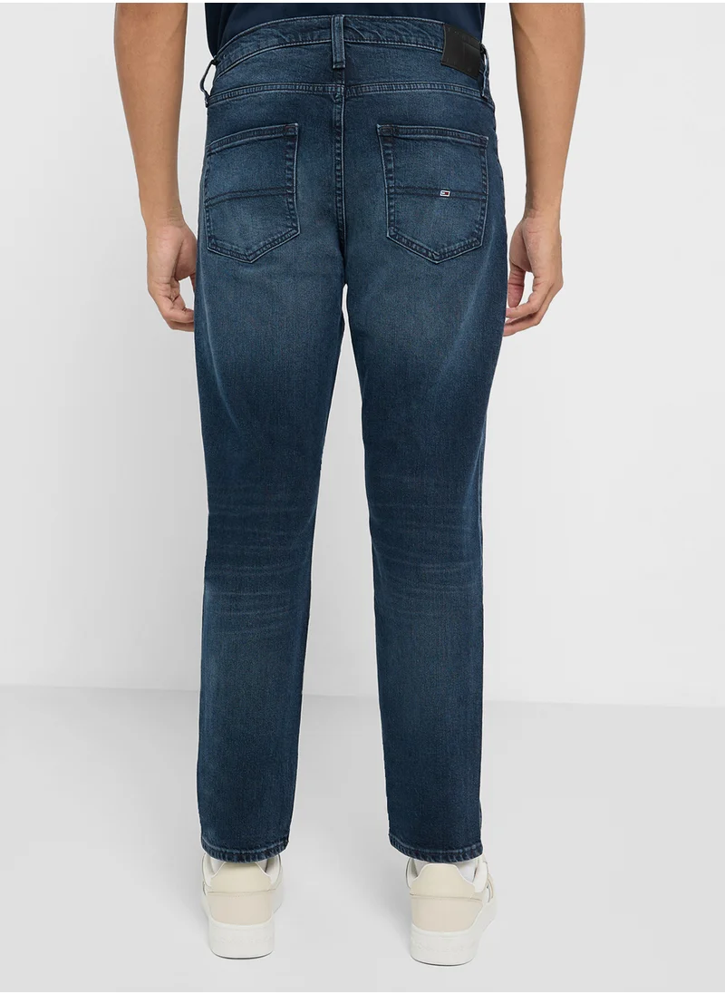 تومي جينز Straight Fit Rinse Wash Jeans