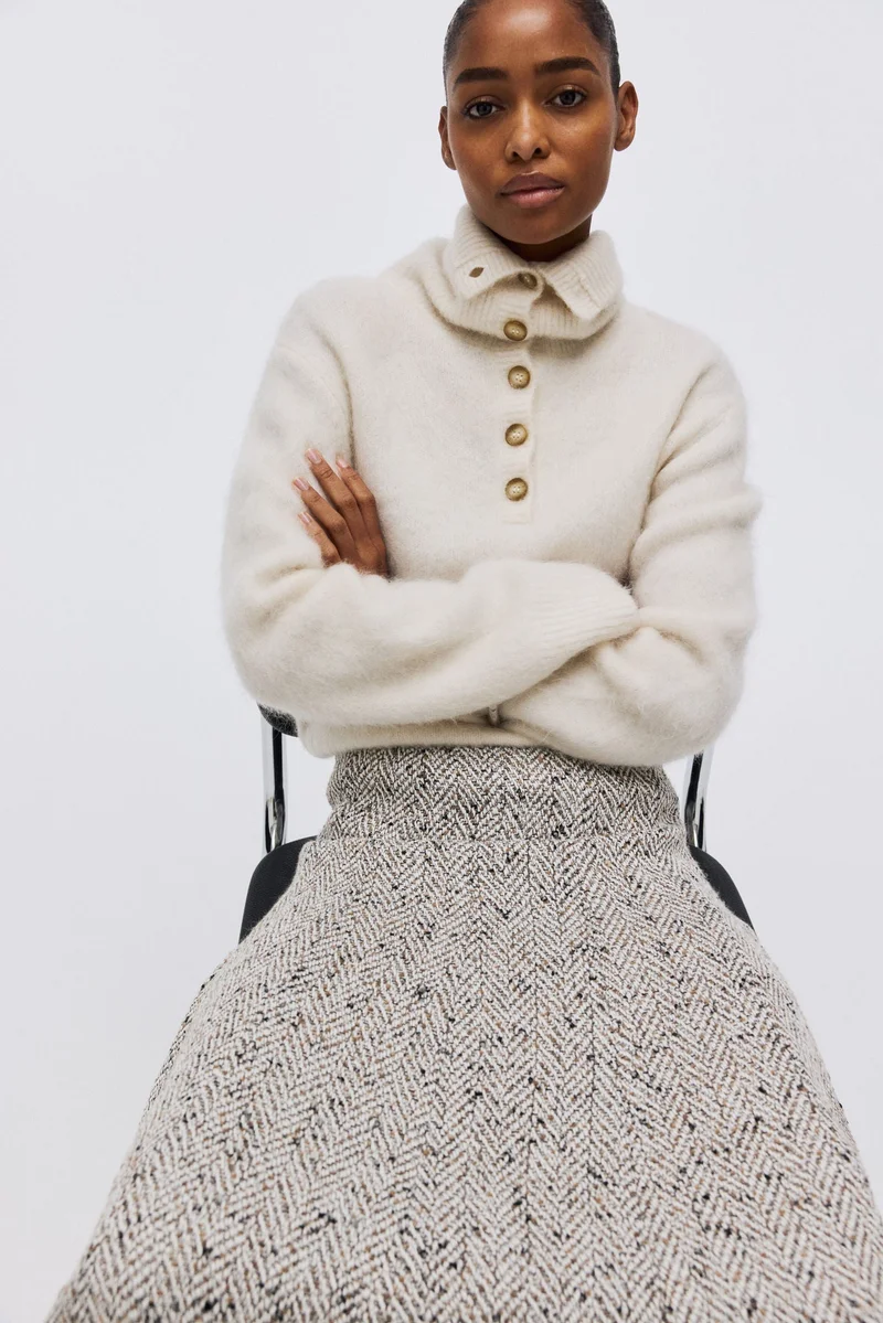 H&M Herringbone-weave skirt