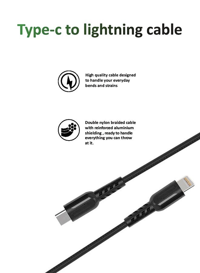 ماكس آند ماكس كابل USB-C إلى iPhone بطول 2 متر | كابل USB-C مضفر للشحن السريع إلى Lightning | كابل بيانات وطاقة متين متوافق مع iPhone 14/13/12/11/XS/SE - Image 3