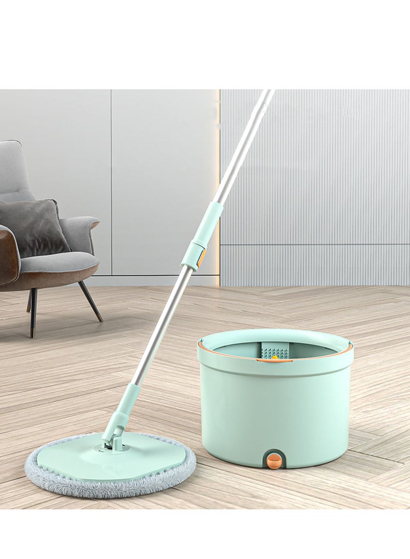 عربست فائدة نموذج يتعلق ممسحة دلو مع مجموعة wringer ، من ناحية مجانا تنظيف ممسحة دلو الدوارة نظام مع اثنين من منصات قابلة لإعادة الاستخدام ستوكات ، تنظيف الاوساخ فصل ممسحة مجموعة لتنظيف الخشب الصلب ، الخشب ، صفح ، بلاط الأرضيات . - Image 4