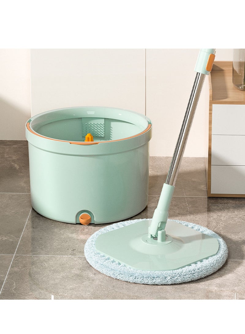 عربست فائدة نموذج يتعلق ممسحة دلو مع مجموعة wringer ، من ناحية مجانا تنظيف ممسحة دلو الدوارة نظام مع اثنين من منصات قابلة لإعادة الاستخدام ستوكات ، تنظيف الاوساخ فصل ممسحة مجموعة لتنظيف الخشب الصلب ، الخشب ، صفح ، بلاط الأرضيات . - Image 3