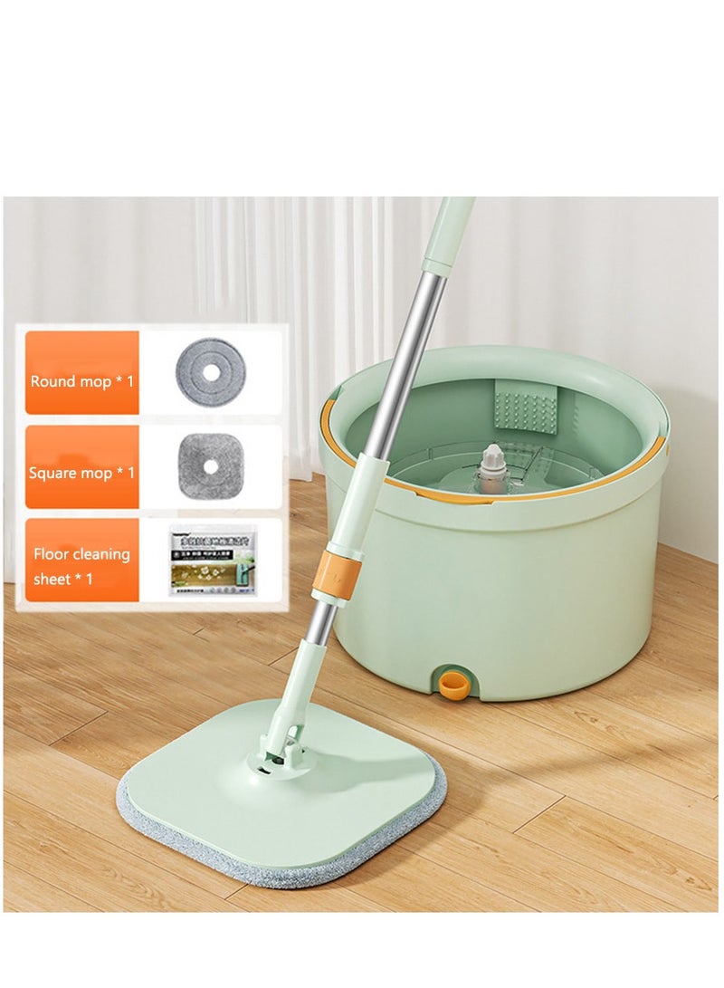 عربست فائدة نموذج يتعلق ممسحة دلو مع مجموعة wringer ، من ناحية مجانا تنظيف ممسحة دلو الدوارة نظام مع اثنين من منصات قابلة لإعادة الاستخدام ستوكات ، تنظيف الاوساخ فصل ممسحة مجموعة لتنظيف الخشب الصلب ، الخشب ، صفح ، بلاط الأرضيات . - Image 2