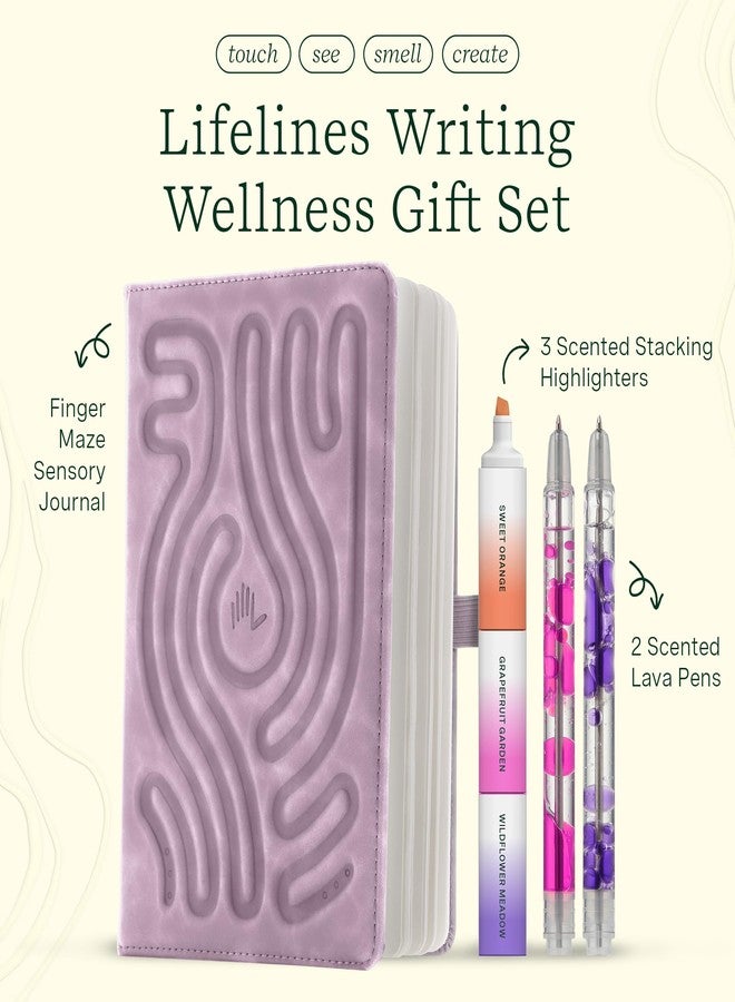 Lifelines Writing Wellness Gift Set - Scented Writing Set Includes Finger Maze Sensory Journal, 3 Scented Stacking Highlighters & 2 Lava Gel Pens - Aromatherapy & Sensory Immersion - Image 2