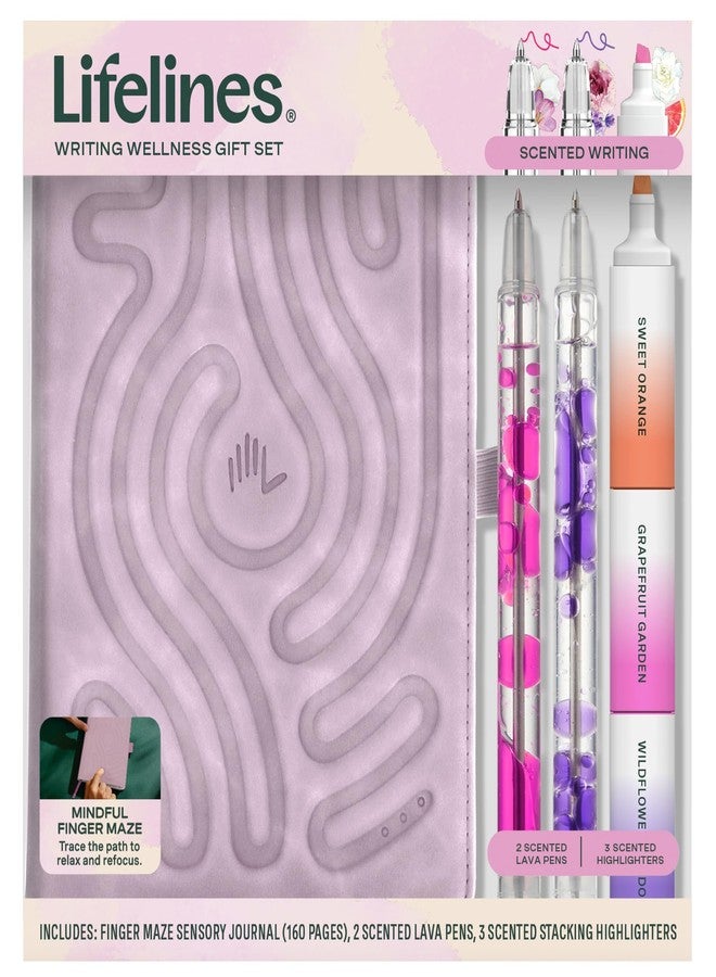 Lifelines Writing Wellness Gift Set - Scented Writing Set Includes Finger Maze Sensory Journal, 3 Scented Stacking Highlighters & 2 Lava Gel Pens - Aromatherapy & Sensory Immersion - Image 1