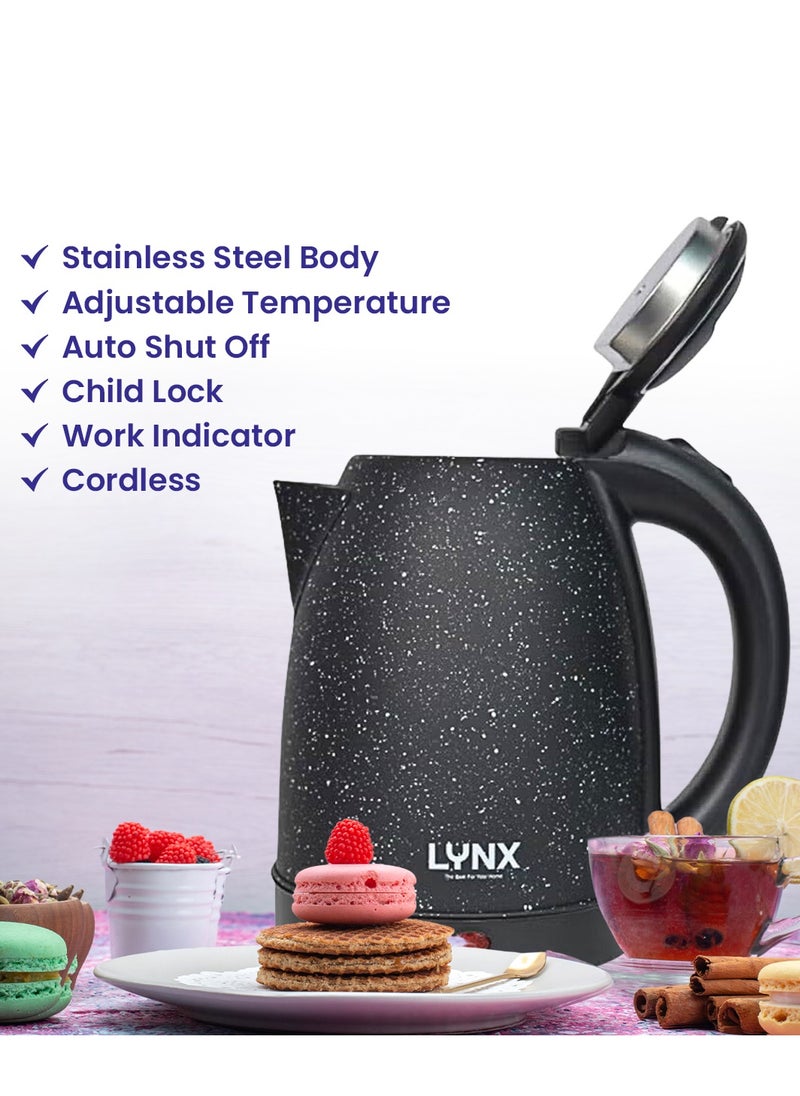 lynx - Lynx Electric Kettle with Stainless Steel Body, Concealed Heating Element, 1.8L Capacity, 1500W Power, 360° Swivel Base, Automatic Shut-Off, Durable and Stylish - KT-2104 - Image 1