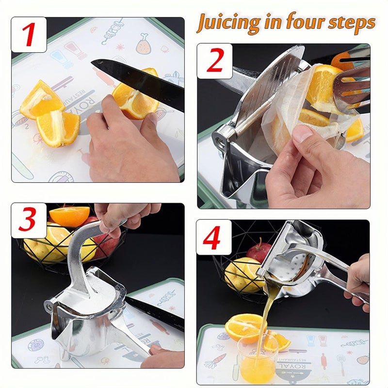 Manual Juicer - Silver Heavy Duty Aluminum Manual Citrus Juicer Portable 56x26x11cm, Hand Wash Only for Durability and Long Life - Image 3