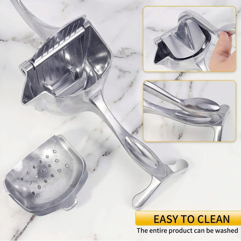 Manual Juicer - Silver Heavy Duty Aluminum Manual Citrus Juicer Portable 56x26x11cm, Hand Wash Only for Durability and Long Life - Image 5