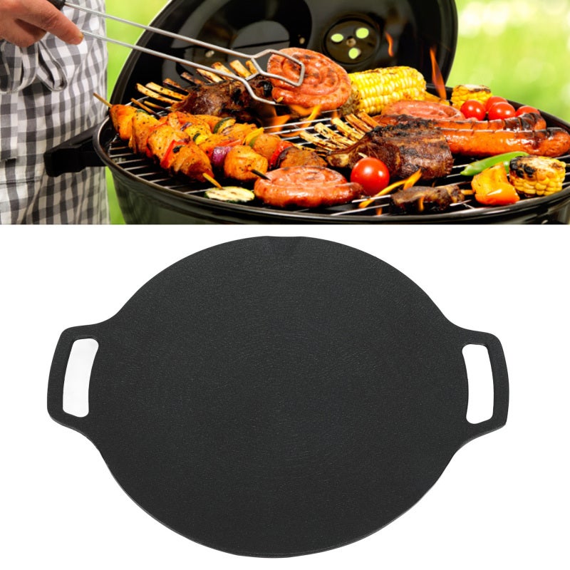 Korean Grill Pan 33cm Cast Aluminum Alloy - Evenly Heated Round Griddle for Home Kitchen Outdoor Camping - Image 1
