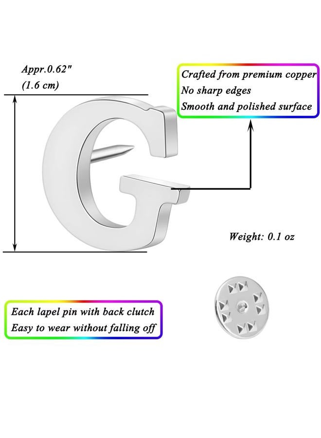 ETHOON Initial Letter Lapel Pins for Men Women Personalized Name Brooch Pins for Men Suits Hats Metal Button Pins Silver W - Image 3