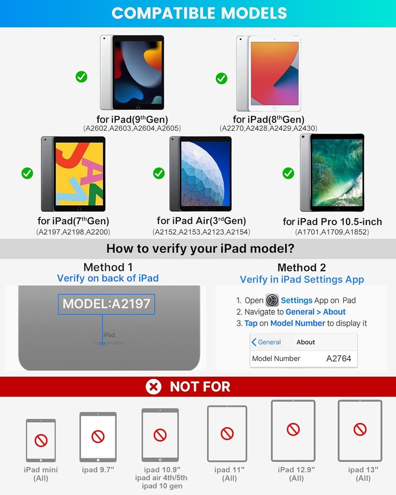 typecase Touch Case with Keyboard for iPad 9th Generation (10.2", 2021), Multi-Touch Trackpad, 10 Color Backlight, 360, Thin & Light - iPad 8th Gen (2020), 7th Gen (2019), Air 3, Pro 10.5 (Violet) - Image 2