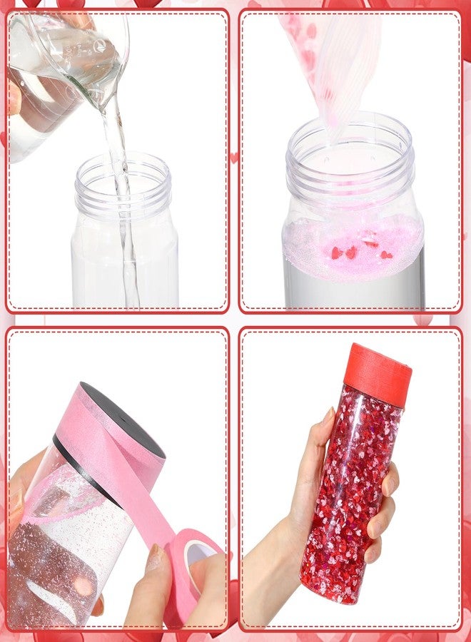 FoldTier 172 Pcs Valentine's Day Sensory Bottle Kit Include 13.5 oz Plastic Clear Container and Pom-pom Balls, Gitter Heart, Clay, Faux Rose and Tape Calm Down Jar Filler for Holiday Supply - Image 5