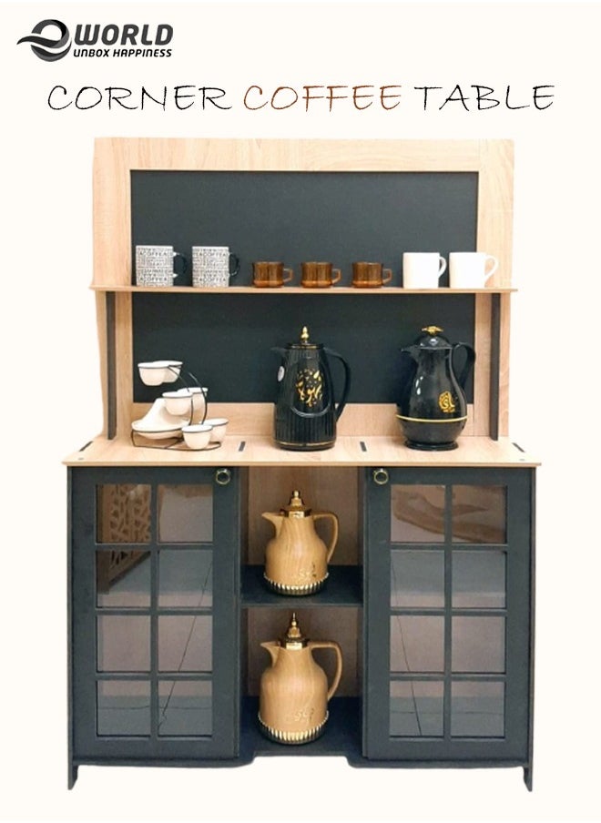 Eworld - Large DIY Coffee and Corner Table with Multiple Shelves for Kitchen - Image 1