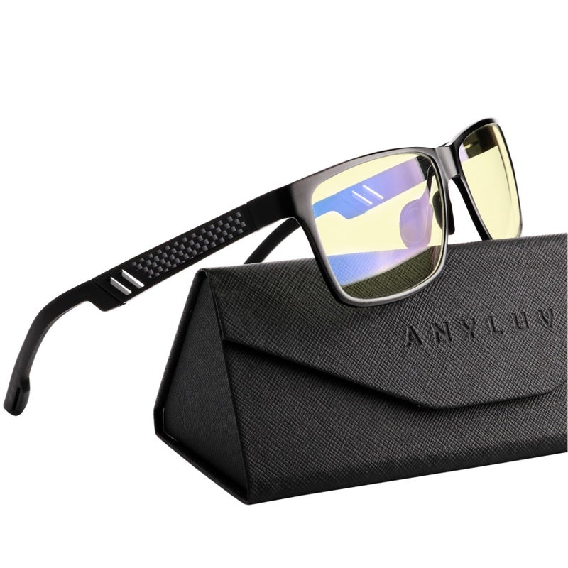 ANYLUV Blue Light Blocking Glasses Men Computer Gaming Glasses Lightweight AlMg Metal Anti Eyestrain Eye Protection