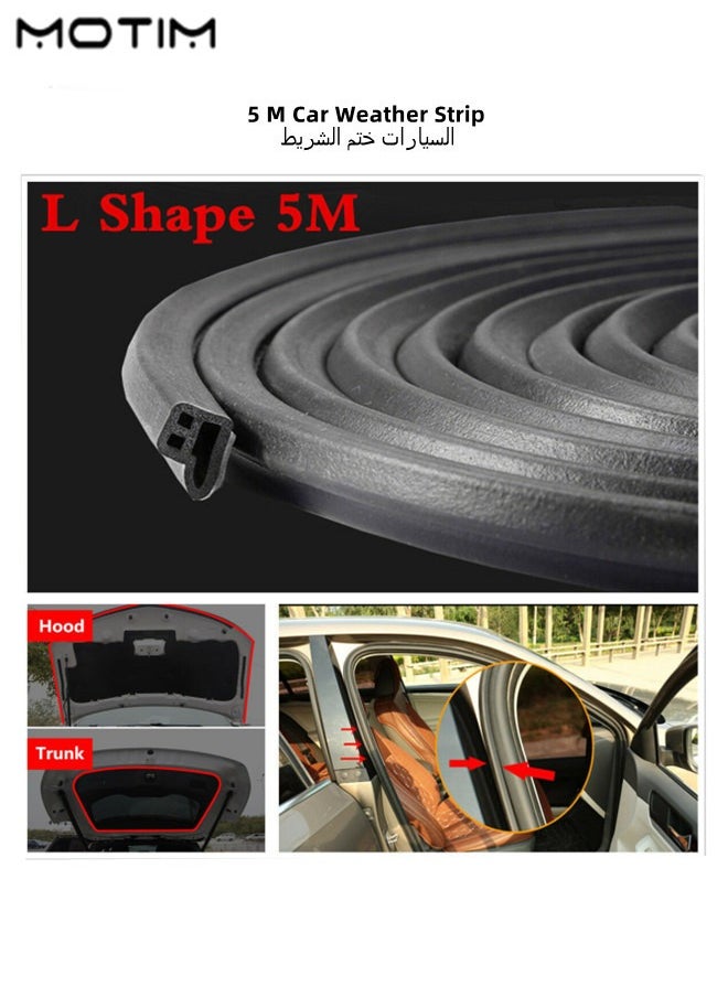 Motim L Shape Car Door Seal Strip 16.4Ft/5M, Universal Self Adhesive Rubber Car Weather Stripping, Auto Door Draft Seal Strip, Trunk Trim Edge Soundproofing Noise Insulation Weatherstrip  - Image 3