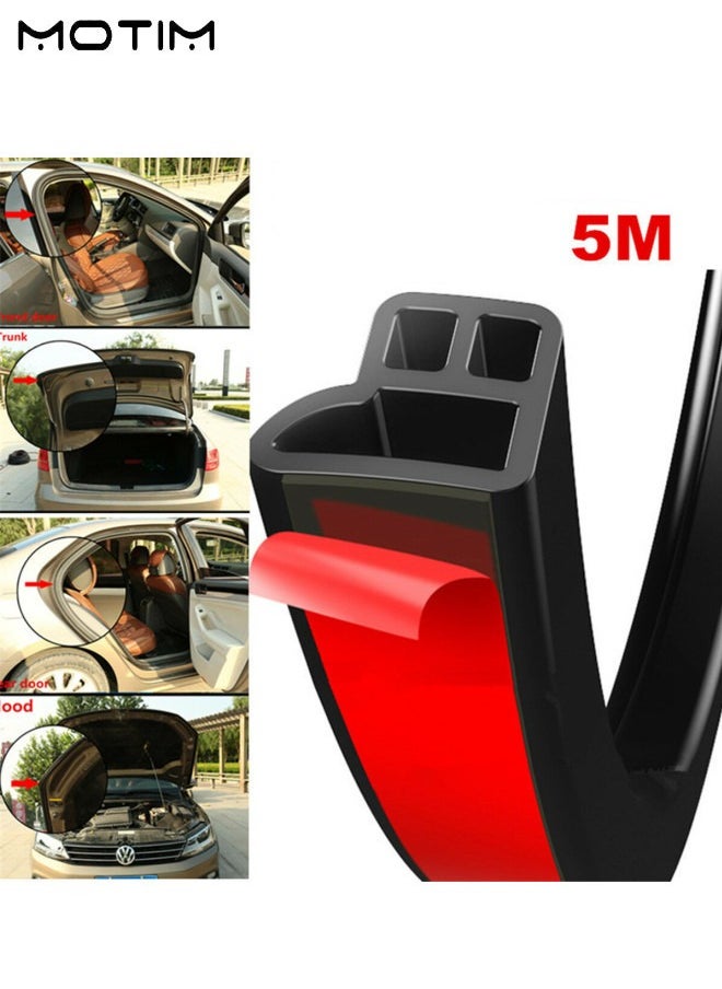 Motim L Shape Car Door Seal Strip 16.4Ft/5M, Universal Self Adhesive Rubber Car Weather Stripping, Auto Door Draft Seal Strip, Trunk Trim Edge Soundproofing Noise Insulation Weatherstrip  - Image 1