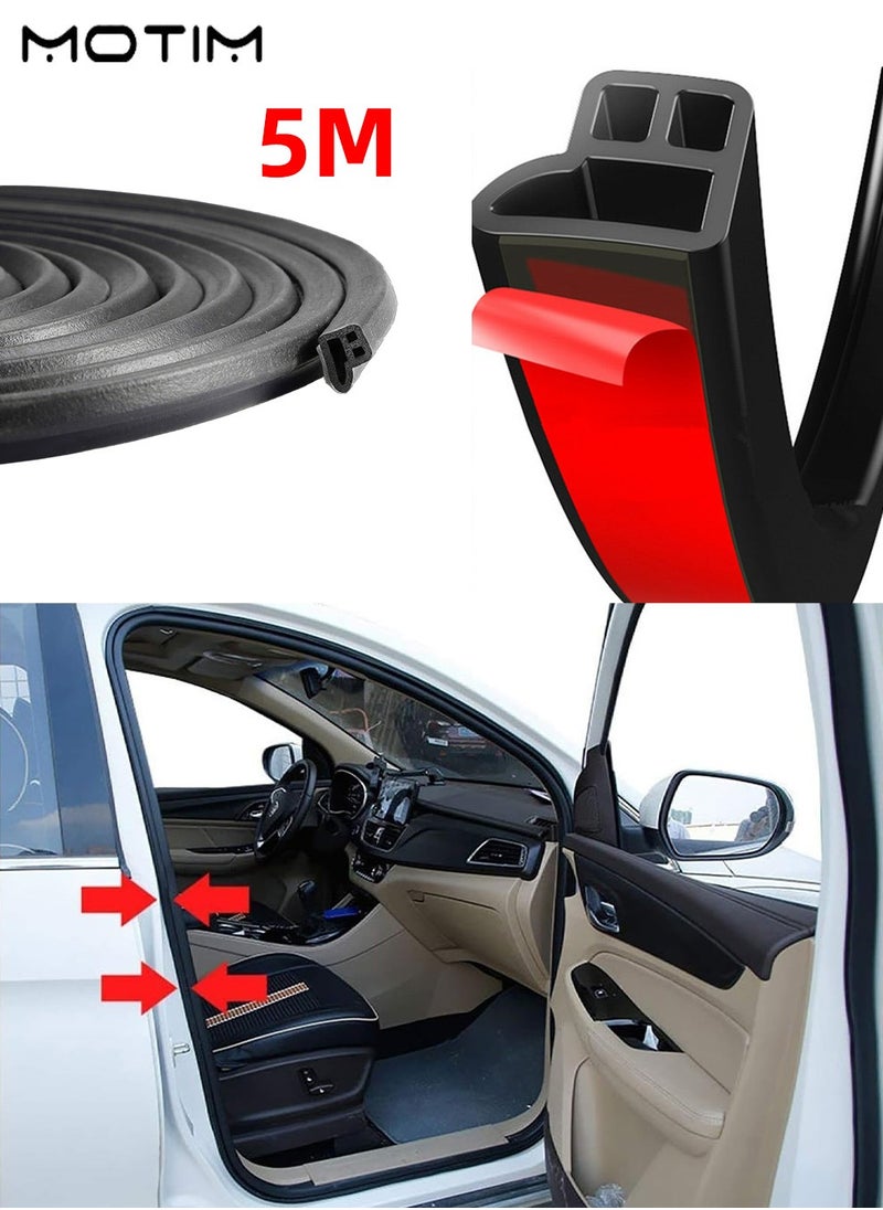 Motim L Shape Car Door Seal Strip 16.4Ft/5M, Universal Self Adhesive Rubber Car Weather Stripping, Auto Door Draft Seal Strip, Trunk Trim Edge Soundproofing Noise Insulation Weatherstrip  - Image 2
