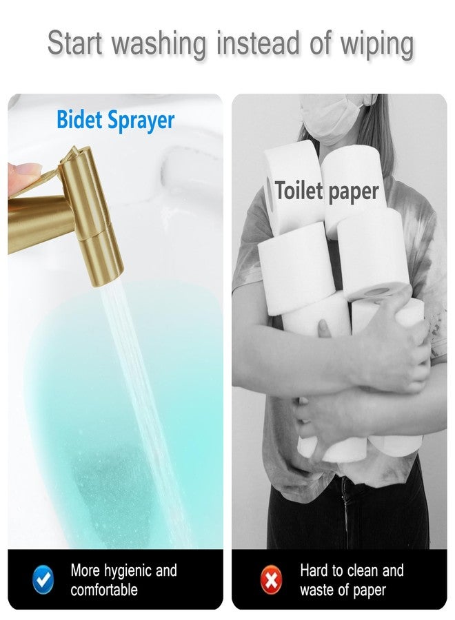 Lambloraey Brushed Gold Bidet Sprayer Head Only, Stainless Steel Brass Hand Bidet Sprayer with Adjustable Water Pressure Control for Baby Cloth Diaper & Bathroom & Pet Shower - Image 4