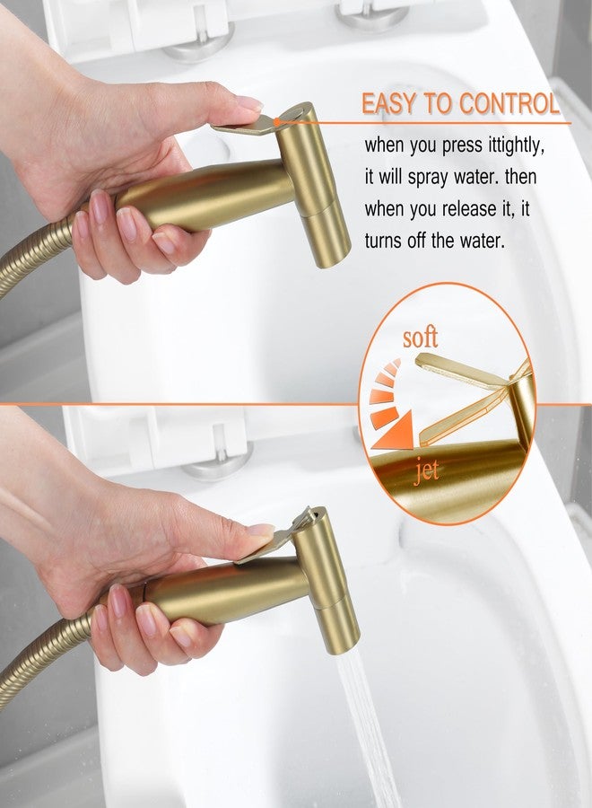 Lambloraey Brushed Gold Bidet Sprayer Head Only, Stainless Steel Brass Hand Bidet Sprayer with Adjustable Water Pressure Control for Baby Cloth Diaper & Bathroom & Pet Shower - Image 3