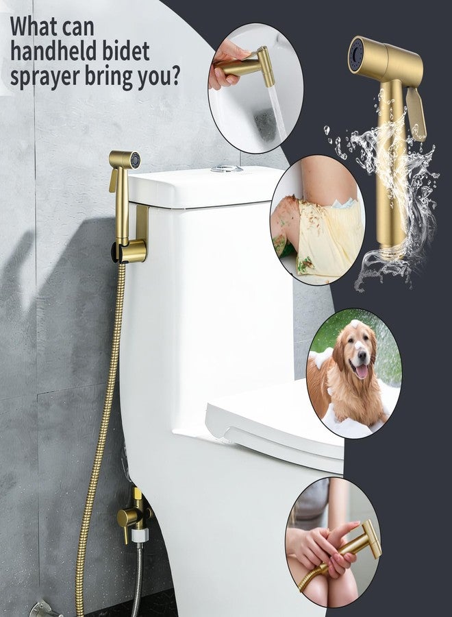 Lambloraey Brushed Gold Bidet Sprayer Head Only, Stainless Steel Brass Hand Bidet Sprayer with Adjustable Water Pressure Control for Baby Cloth Diaper & Bathroom & Pet Shower - Image 5