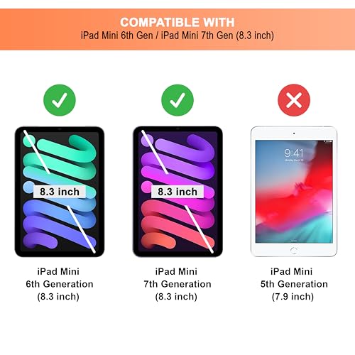 CEDO Tri-Fold for iPad mini 6 (6th Gen)/ iPad mini 7 (7th Gen) 8.3 in Smart Case Flip Cover with Multi Viewing Angles Stand | Pencil Holder | TPU Backcover (Black) - Image 2