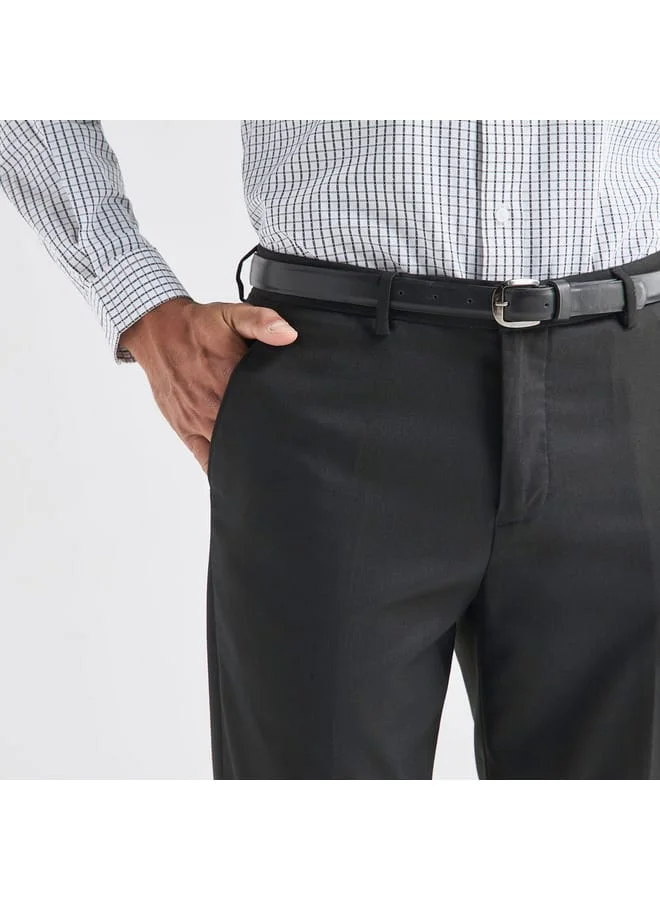 Splash FAV Solid Regular Fit Flexi Waist Trousers with Pockets