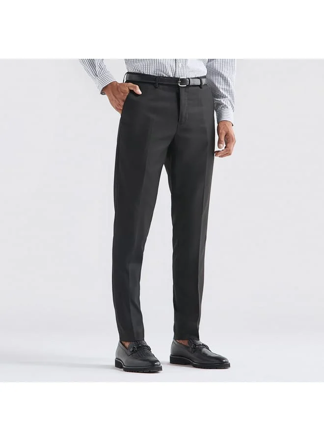 Splash FAV Solid Regular Fit Flexi Waist Trousers with Pockets