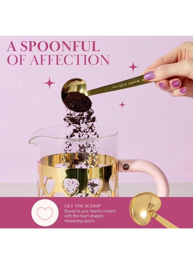 Paris Hilton French Press Coffee Maker With Heart Shaped Measuring Scoop, 2-Piece Set, 8-Cup Or 34-Ounce, Pink  - Image 2