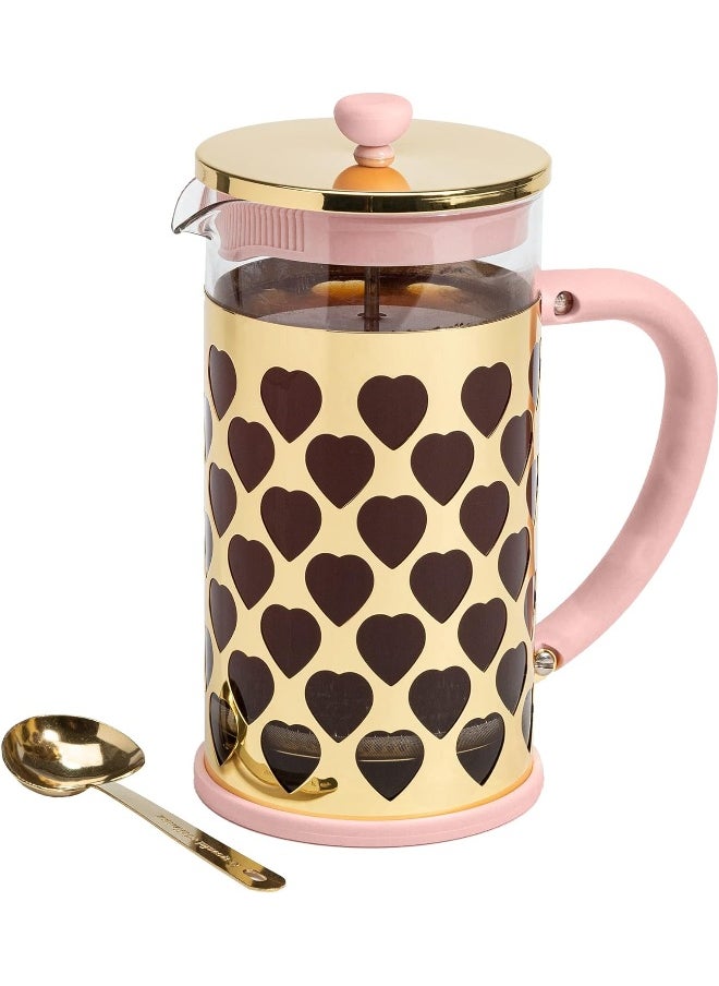 Paris Hilton French Press Coffee Maker With Heart Shaped Measuring Scoop, 2-Piece Set, 8-Cup Or 34-Ounce, Pink  - Image 4