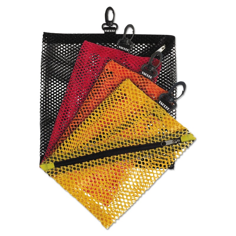 Vaultz Mesh Zipper Pouch Set - Pack of 4 - Mesh Pouch Zipper Bags for Organizing, Storage, Travel, School, Cosmetics - Small, Medium & Large Assorted Bag Sizes - Boys Asst Colors - Image 1