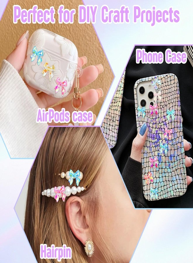 Jyukan 200Pcs Bow Nail Charms Resin Bowknot Nail Art Decoration Cute 3D Mix Aurora Color Nail Art for Manicure DIY Crafts - Image 5