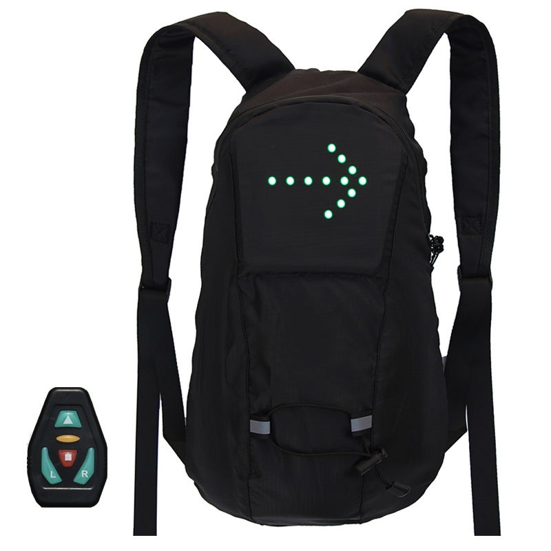 Generic LED Light-Up Backpack with Turn Signals for Cycling Black