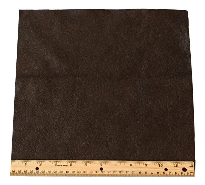 Upholstery Leather Piece Cowhide Dark Brown Light Weight 1 SF 12 x 12 inches