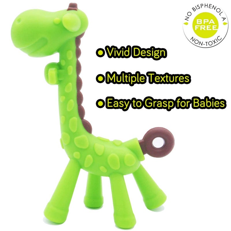 QUALEAP Medical-Grade Teething Toys for Babies 0-6 6-12 12-18 Months - Teethers with 2 × Baby Fruit Feeders and 4 × Baby Teether - BPA Free/Freezer Free - Soft Textures for Infant and Toddlers (Green) - Image 3