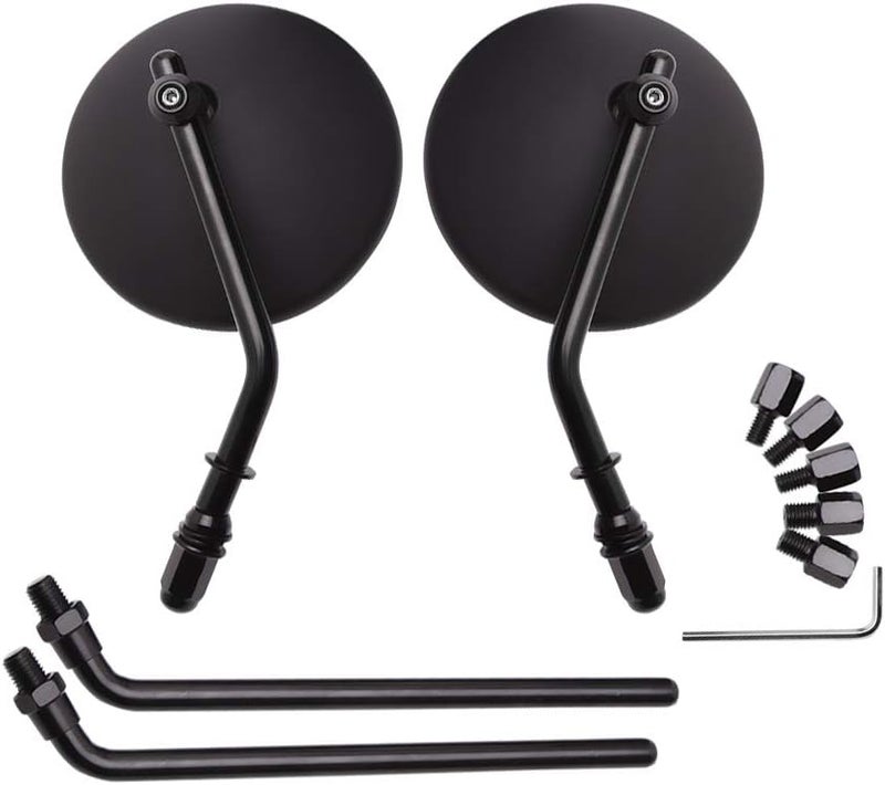 DREAMIZER 3.8" Motorcycle Handle Mirror Round Rear View Side Mirrors - Black - Image 1