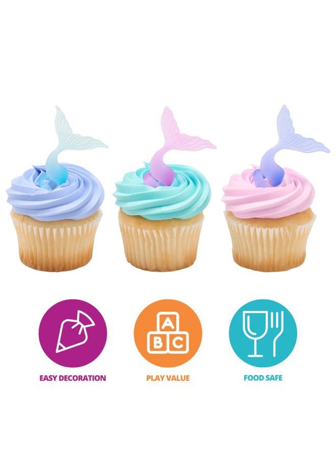 DecoPac Mermaid Tail Wrap Cupcake Rings, Cake Toppers, Multicolored Food Safe Decorations For Parties– 24 Pack - Image 2