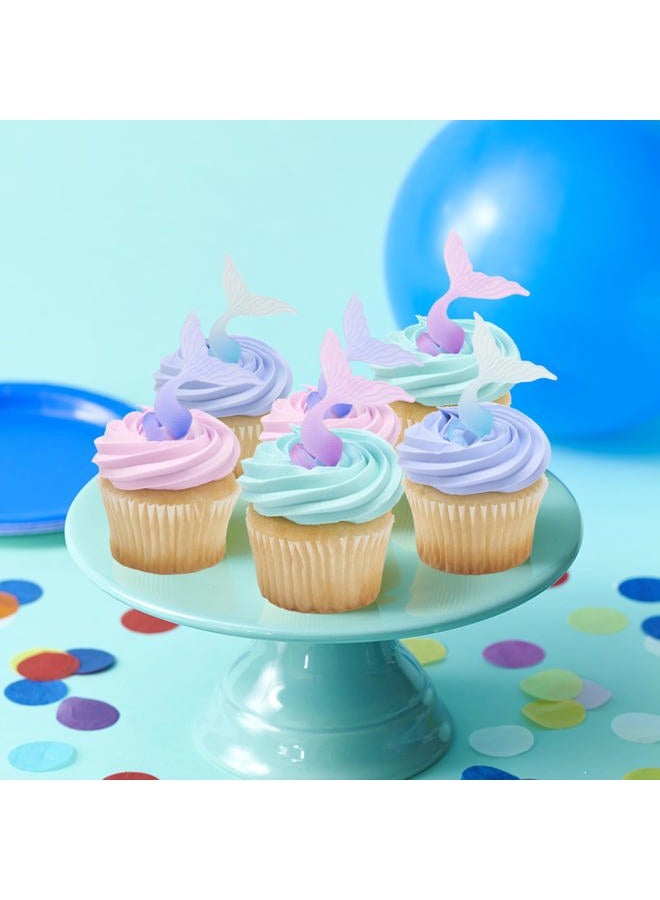 DecoPac Mermaid Tail Wrap Cupcake Rings, Cake Toppers, Multicolored Food Safe Decorations For Parties– 24 Pack - Image 4