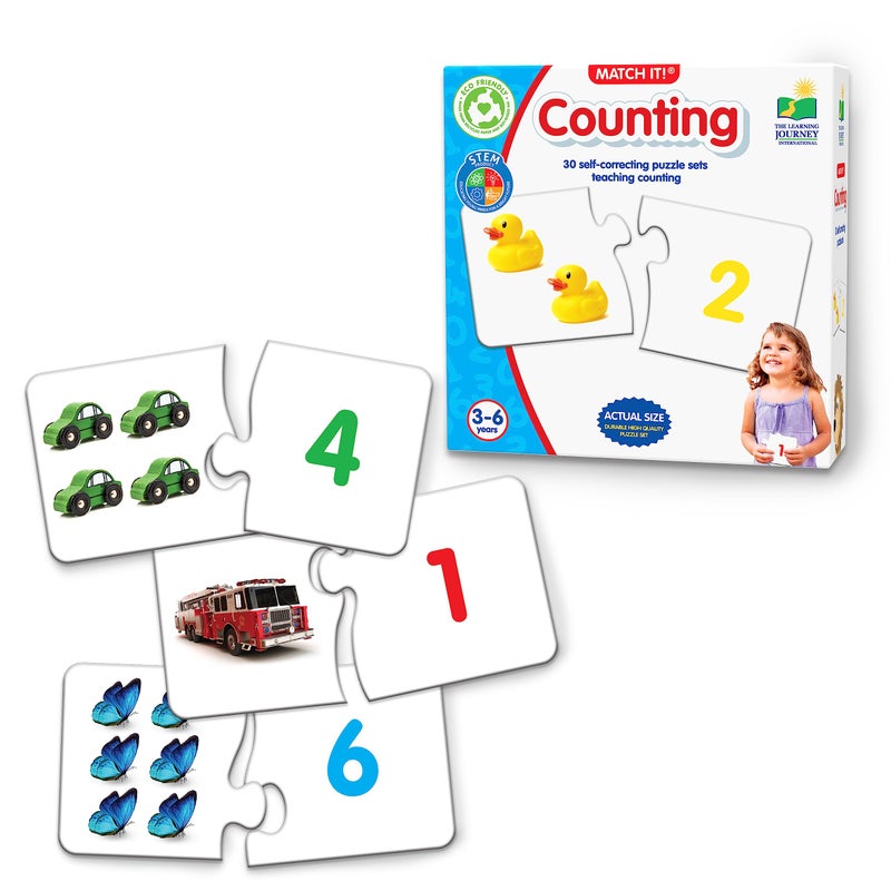 The Learning Journey: Match It! - Counting - 30 Piece Self-Correcting Number & Learn to Count Puzzle - Preschool Learning Toys - Award Winning Toys - Image 1